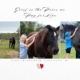 Collage of Miskha, a dark bay Percheron, with Theresa Batchelor. Captioned "Grief is the price we pay for love."